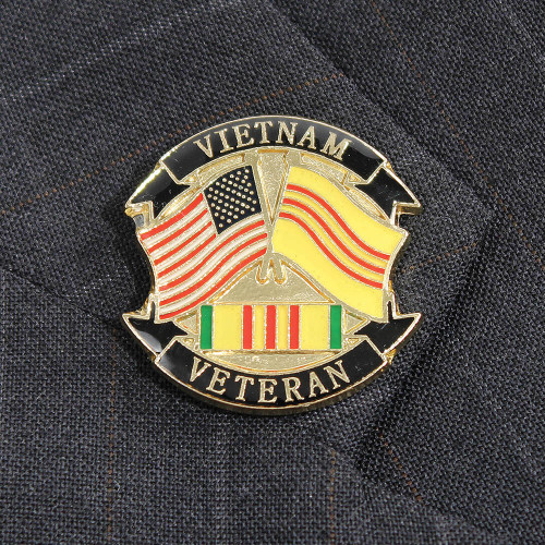 USA Vietnam Veteran Wavy Flags Lapel Pin 112025 Alt Image 1