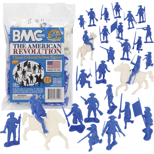 Rev. War Colonial Soldiers 1/40 Plastic Figure 33 Piece Set BMC Toys (67151) Alt Image 1