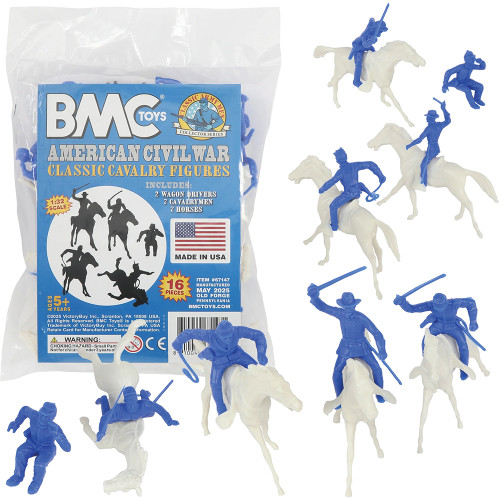 Civil War Cavalry 16pc Powder Blue Plastic Figure Playset BMC TOYS (67147) Alt Image 1