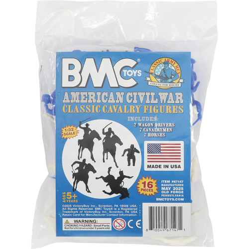 Civil War Cavalry 16pc Powder Blue Plastic Figure Playset BMC TOYS (67147) Alt Image 2