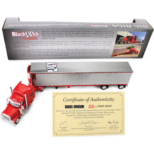 Blackjack Express Peterbilt 589 with 78 Sleeper & 53' Utility Reefer Trailer 1:64 Scale  by Diecast Promotions Alt Image 4