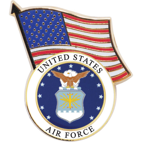 USAF Seal with U.S. Flag Lapel Pin Eagle Emblems (P13774) Main Image