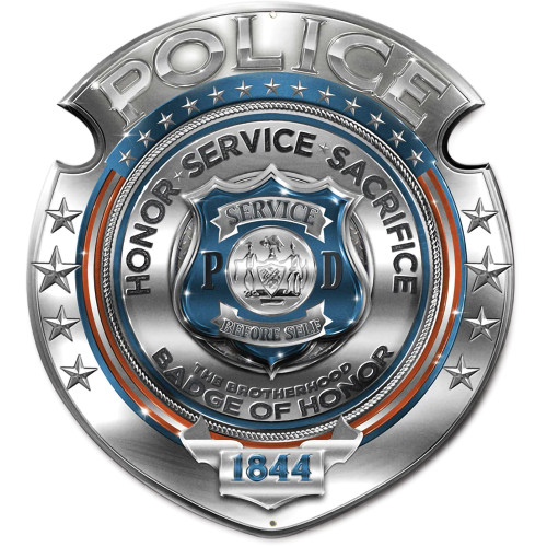 Police Badge Of Honor Metal Sign Main Image