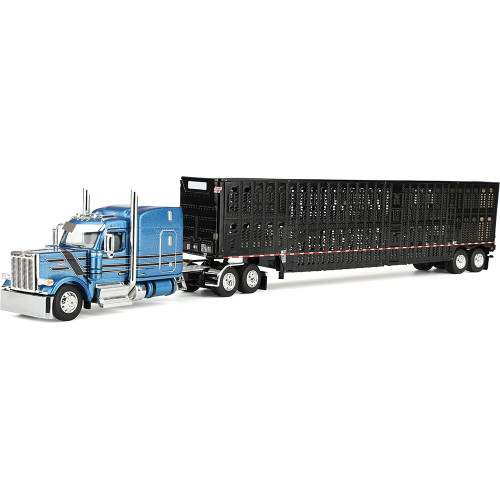 Peterbilt 589 with 72 Sleeper & Wilson Silverstar Livestock Trailer 1:64 Scale  by Diecast Promotions Main Image