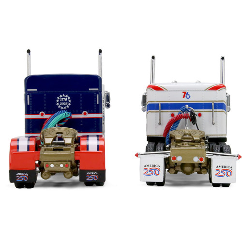 America 250 Kenworth W900L with 72 Aerocab Flat Top Sleeper & Fontaine Magnitude Lowboy Trailer with Kenworth® W900A Lo 1:64 Scale Diecast Model Truck by Diecast Promotions Alt Image 2