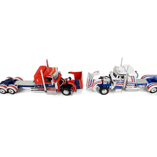America 250 Peterbilt Model 589 with 44 Flat Top Sleeper & Fontaine Renegade LXT 40 Lowboy Trailer with Peterbilt® 359 1:64 Scale Diecast Model Truck by Diecast Promotions Alt Image 1