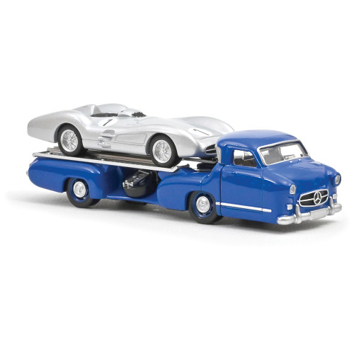 1954 Mercedes Benz Renntransporter + Mercedes Benz W196 1:64 Scale Diecast Model Truck by Norev Alt Image 1