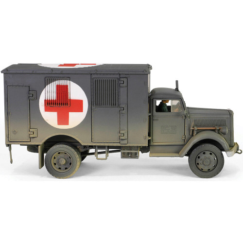Kfz305 Opel Blitz 3-Ton Ambulance 1/32 Die Cast Model - Gray Alt Image 3