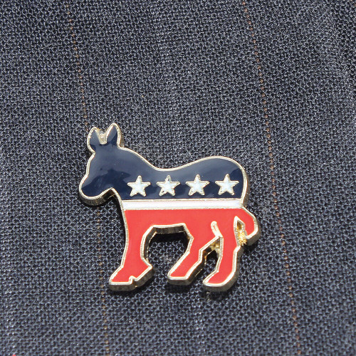 Democrat Logo Lapel Pin 103306  Hand stamped & hand painted with Cloisonné hard en by Ruffin Flag Company Alt Image 1