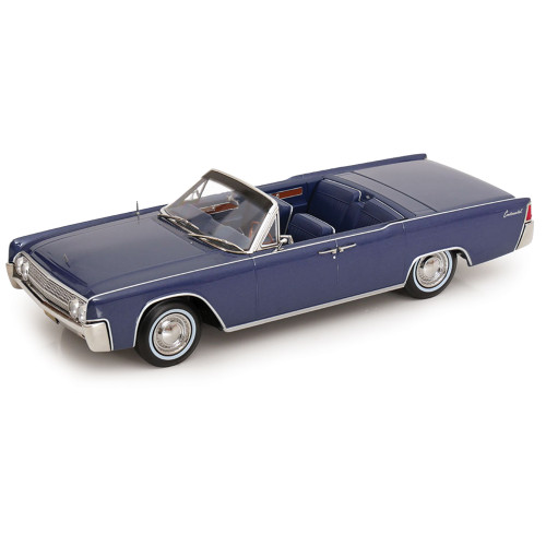 1963 Lincoln Continental Convertible - Metallic Blue 1:18 Scale Diecast Model Car by KK Scale Main Image