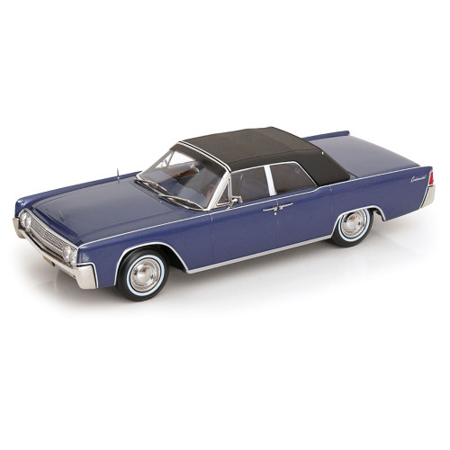 1963 Lincoln Continental Convertible - Metallic Blue 1:18 Scale Diecast Model Car by KK Scale Alt Image 1
