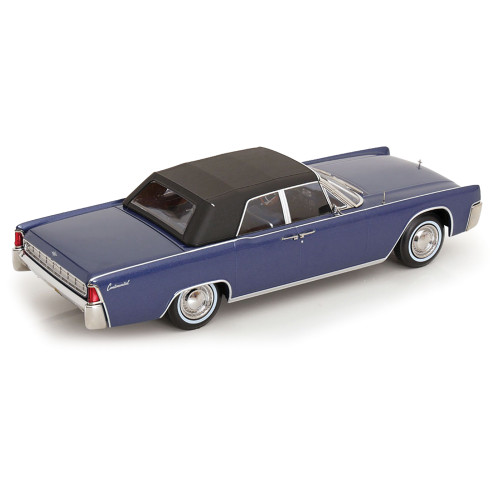 1963 Lincoln Continental Convertible - Metallic Blue 1:18 Scale Diecast Model Car by KK Scale Alt Image 2