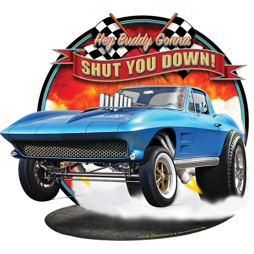 Shut You Down '63 Vette Metal Sign by Larry Grossman  Metal Sign by Pasttime Signs Main Image