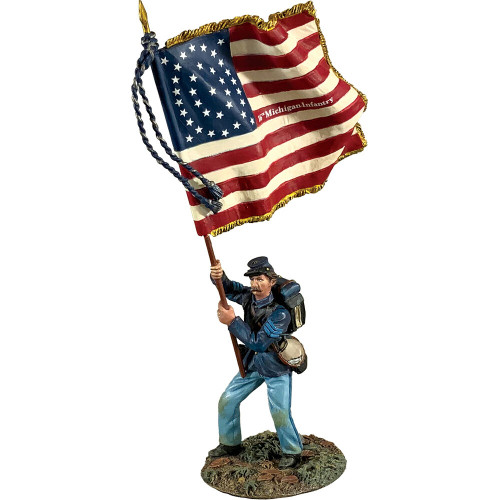 Union 16th Michigan Flagbearer with National Colors 1/30 Fig William Britain (31422) 1:30 Scale Metal by William Britain Main Image