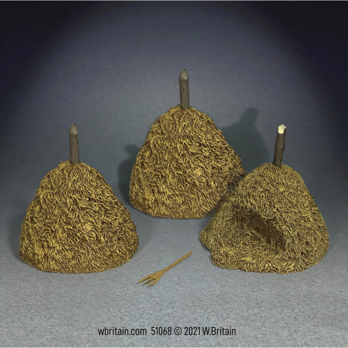 Hay Stacks with Pitch Fork 4-Piece 1/30 Set William Britain (51068) 1:30 Scale Resin by William Britain Alt Image 1