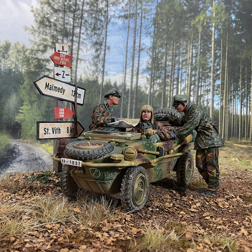 Type 166 Schwimmwagen with Road Sign and Figures 1/30 Model William Britain (25203) 1:30 Scale Metal by William Britain Alt Image 1