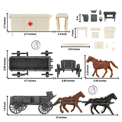 Civil War Ambulance & Supply 1/32 Wagons BMC Toys (67395) 1:32 Scale Plastic by BMC Toys Alt Image 3