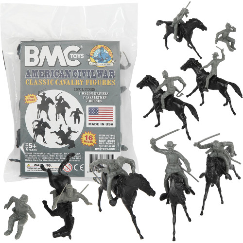 Civil War Cavalry 16pc Charcoal Gray Plastic Figure Playset BMC TOYS (67146) 1:32 scale Plastic by BMC Toys Alt Image 1
