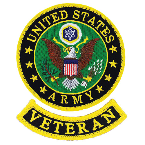Army 2pc Veteran Patch Set  PM0859 (M030C)  Cotton Twill by Eagle Emblems Main Image
