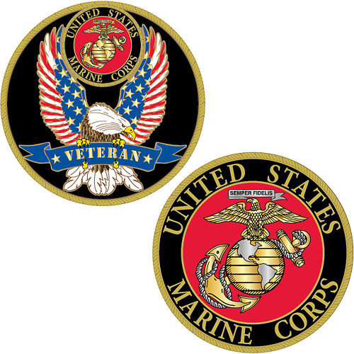 Marine Veteran Challenge Coin  CH1200 (CK019)  Metal Alloy by Eagle Emblems Main Image
