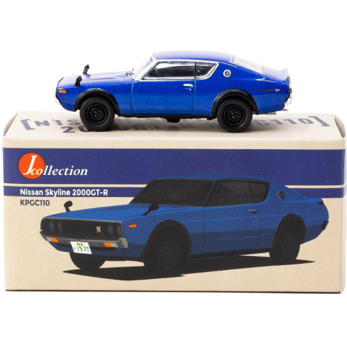 Nissan Skyline 2000 GT-R KPGC110 - Blue 1:64 Scale Diecast Model Car by J-Collection Alt Image 2