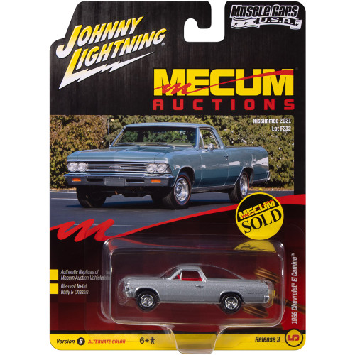 1966 Chevy El Camino Mecum Auctions - Chateau Slate Poly 1:64 Scale Diecast Model Car by Johnny Lightning Alt Image 1