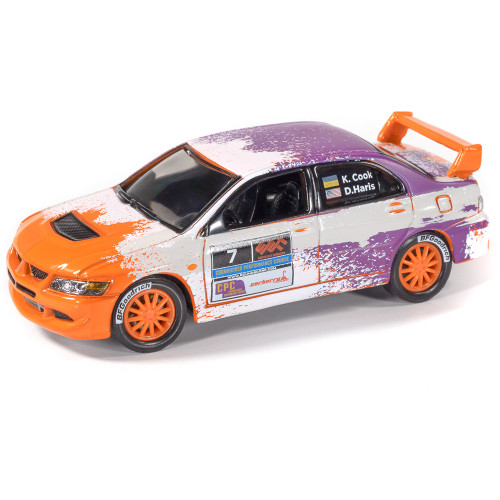 2004 Subaru WRX Sti & 2004 Mitsubishi Lancer Evolution 2-pack - Red & Orange 1:64 Scale Diecast Model Car by Johnny Lightning Main Image