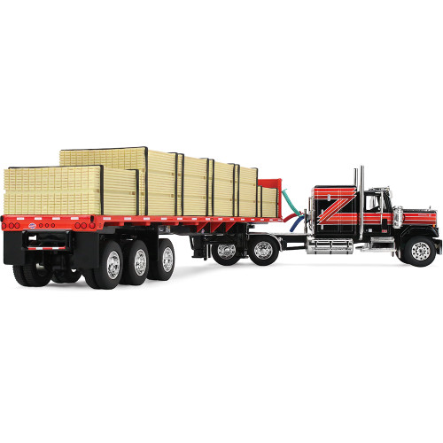 GMC® General® with 60 Flat Top Sleeper & 48' Utility® Flatbed Trailer with Lumber Load 1:64 Scale Diecast Model Truck by Diecast Promotions Alt Image 1
