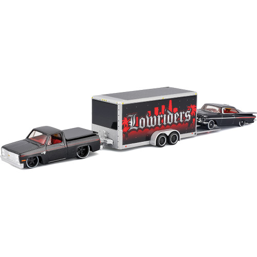 1987 Chevy 1500 + 1959 Impala SS Lowrider & Trailer 1:64 Scale Diecast Model Truck by Maisto Main Image