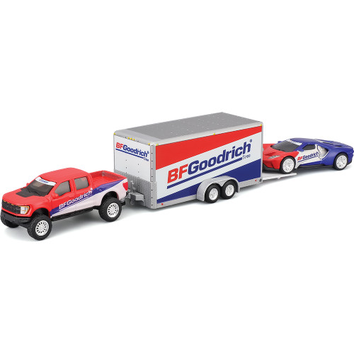 2021 BF Goodrich Ford F-150 Raptor + Ford GT & Trailer 1:64 Scale Diecast Model Truck by Maisto Main Image