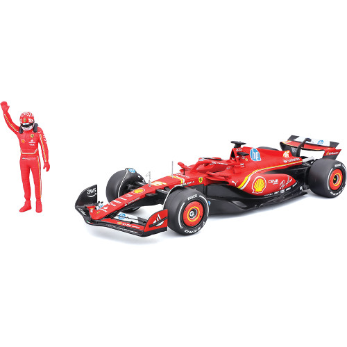 2024 F1 Scuderia Ferrari SF-24 w/Figure - Leclerc #16 1:24 Scale Diecast Model Car by Bburago Main Image