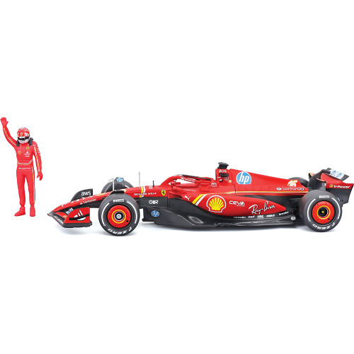 2024 F1 Scuderia Ferrari SF-24 w/Figure - Leclerc #16 1:24 Scale Diecast Model Car by Bburago Alt Image 3