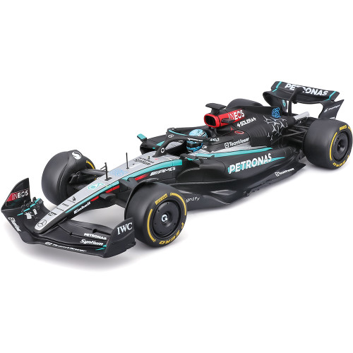 2024 F1 Mercedes W15 w/helmet - Russell #63 1:24 Scale Diecast Model Car by Bburago Main Image