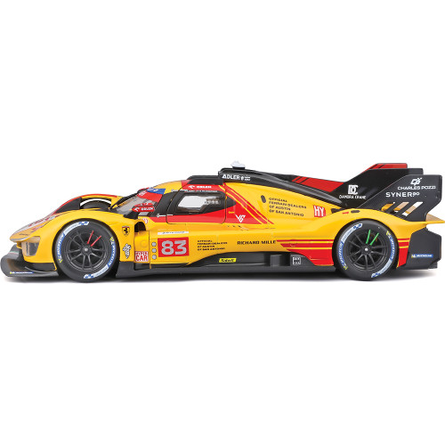 Racing Ferrari 499P 24HLM (2024) - Yellow #83 1:24 Scale Diecast Model Car by Bburago Alt Image 3