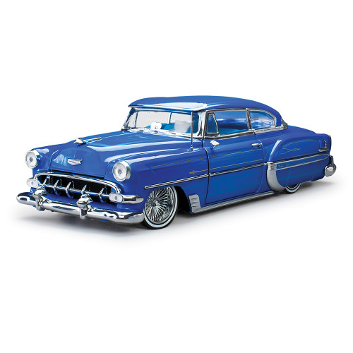 1954 Chevrolet Bel Air Hard Top Coupe Lowrider - Blue with moveable suspension 1:18 Scale Diecast Model Car by Sunstar Alt Image 1