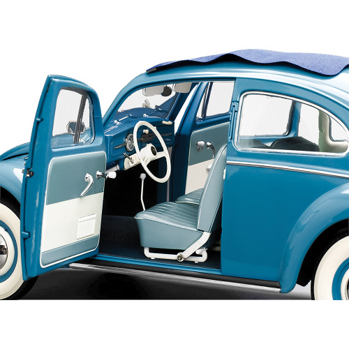 1958 Volkswagen Beetle Saloon Opening Roof - Fjord Blue 1:12 Scale Diecast Metal by Sunstar Alt Image 7