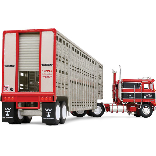 Kenworth® K100 COE Flat Top & 45' Wilson® Vintage Livestock Trailer - Koppes Truck Line 1:64 Scale Diecast Metal by Diecast Promotions Alt Image 1