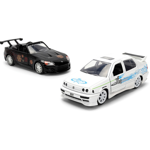 FAST & FURIOUS TWIN PACK JESSE's VW Jetta & JOHNNY's Honda S2000 1:32 Scale Diecast Metal by Jada Alt Image 2