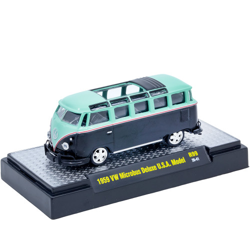 1959 VW Microbus Deluxe USA Model - Teal 1:64 Scale Diecast Metal by M2 Machines Alt Image 1