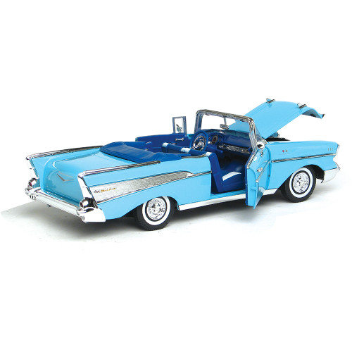 1957 Chevy Bel Air Convertible - Blue 1:18 Scale Diecast Model by Motormax Alt Image 1