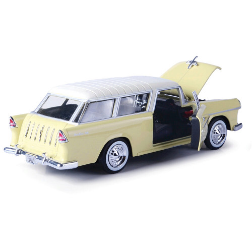 1955 Chevy Bel Air Nomad - Yellow 1:24 Scale Diecast Model Car by Motormax Alt Image 1