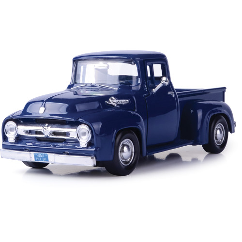 1956 Ford F-100 Pickup - Dark Blue 1:24 Scale Diecast Model Truck by Motormax Main Image
