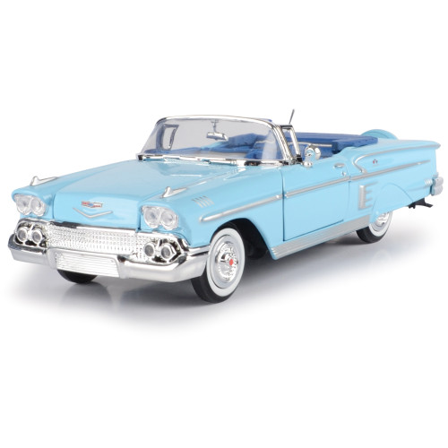 1958 Chevy Impala - Blue 1:24 Scale Diecast Model Car by Motormax Main Image