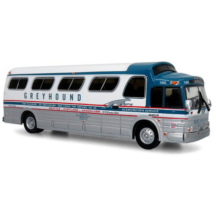 1966 GM PD-4107 GREYHOUND BUS - DESTINATION SEATTLE 1:87 Scale Diecast  Replica Model by Iconic Replicas