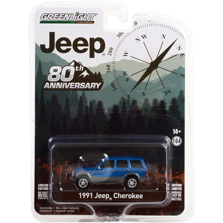 1991 Jeep Cherokee - Jeep 80th Anniversary Edition 1:64 Scale Diecast  Replica Model by Greenlight