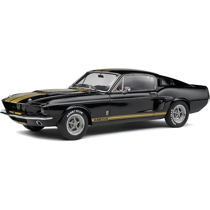 1967 Shelby G.T. 500 Black w/ Gold Stripes Diecast Model Car | Solido