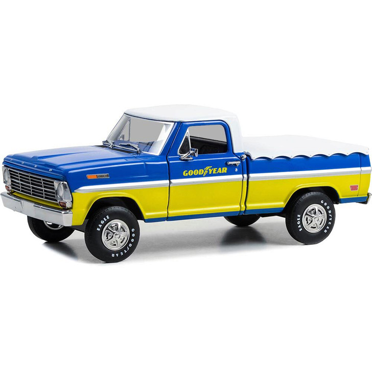 1969 Ford F-100 with Bed Cover - Goodyear Tires 1:24 Scale Diecast Model  Truck by Greenlight