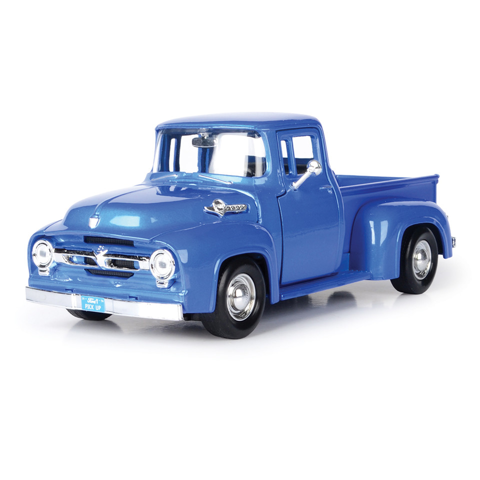 1956 Ford F-100 Pickup - Royal Blue 1:24 Scale Diecast Model Truck by Motormax Main Image