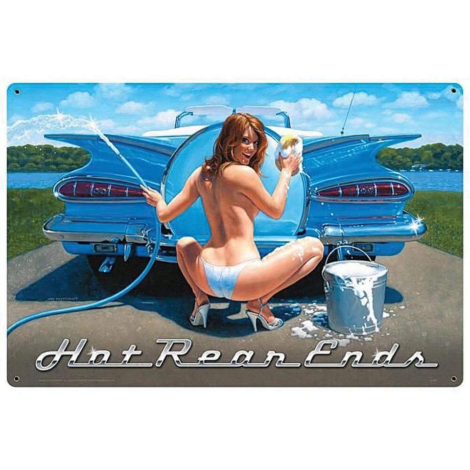 Hot Rear Ends Vintage Pinup Girl Metal Sign Art  Diecast Model by Vintage Signs Main Image