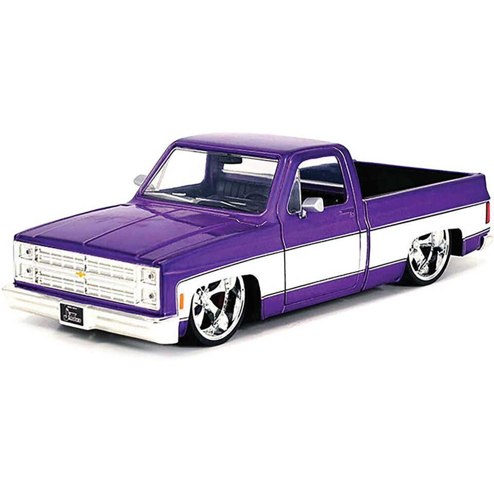 1985 Chevy C-10 - Purple w/Cartelli Wheels 1:24 Scale Diecast Model by Jada Toys Main Image